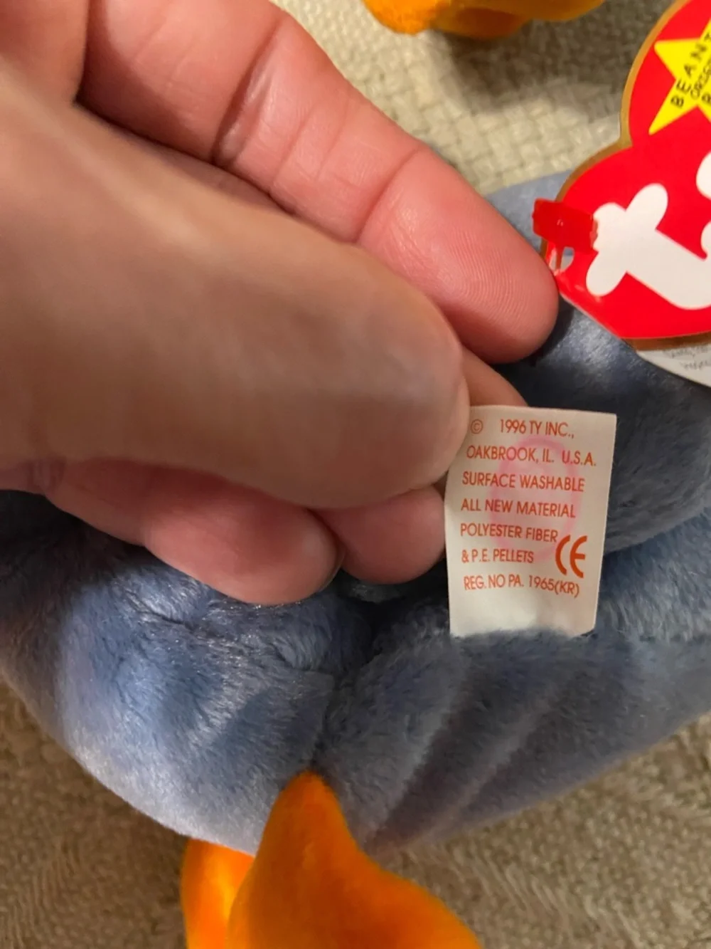 Ty Plush Scoop - Gray and Orange Beaks